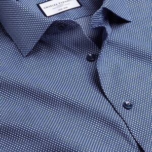 Charles Tyrwhitt Men’s Long Sleeve Royal Blue Shirt 16 1/2 Neck, 34
